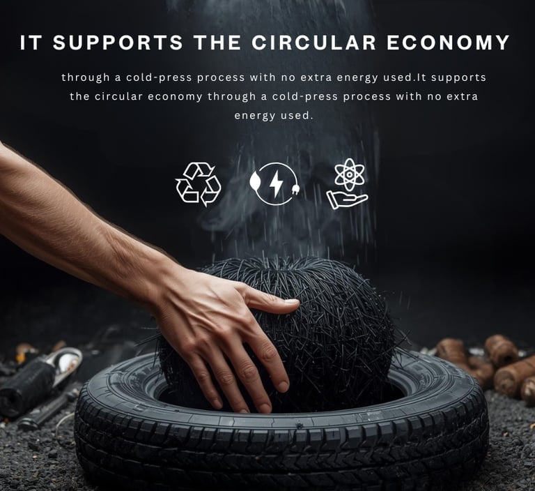 Transforming recycled tire granules into sustainable products using low-energy, circular processes. 