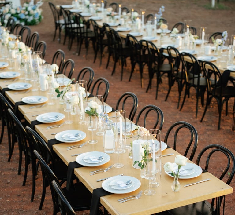 wedding table candles bud vases flowers
