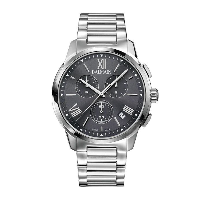 BALMAIN WATCH Athracite Bracelet Chronograph Watch, 42mm