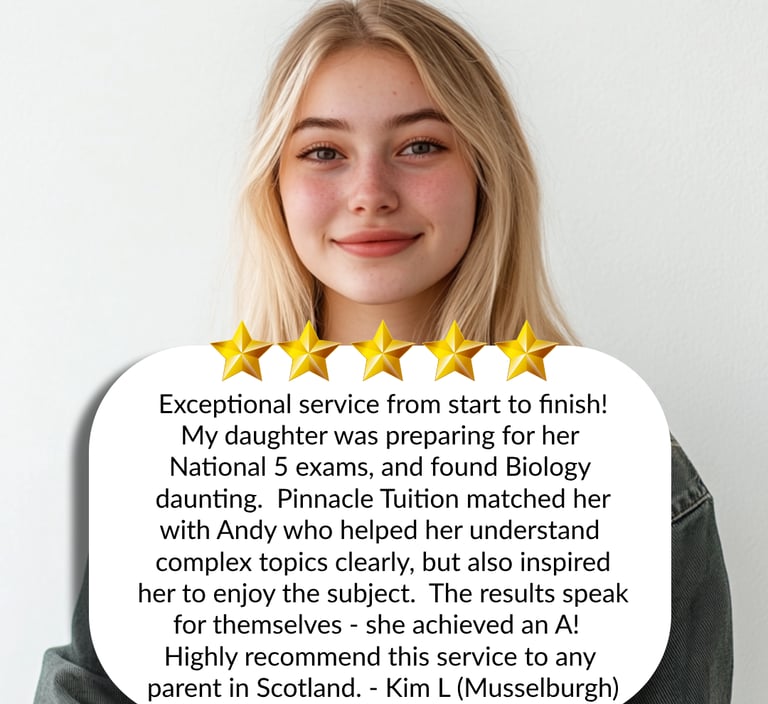 A testimonial giving Pinnacle Tuition 5 starts