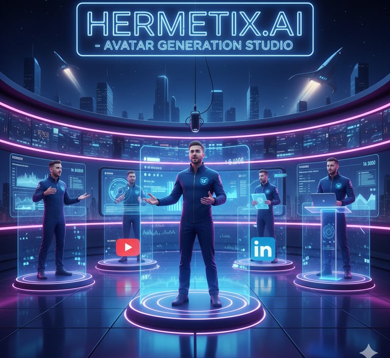 AI influencer avatars generating videos across social media platforms for best AI course students.