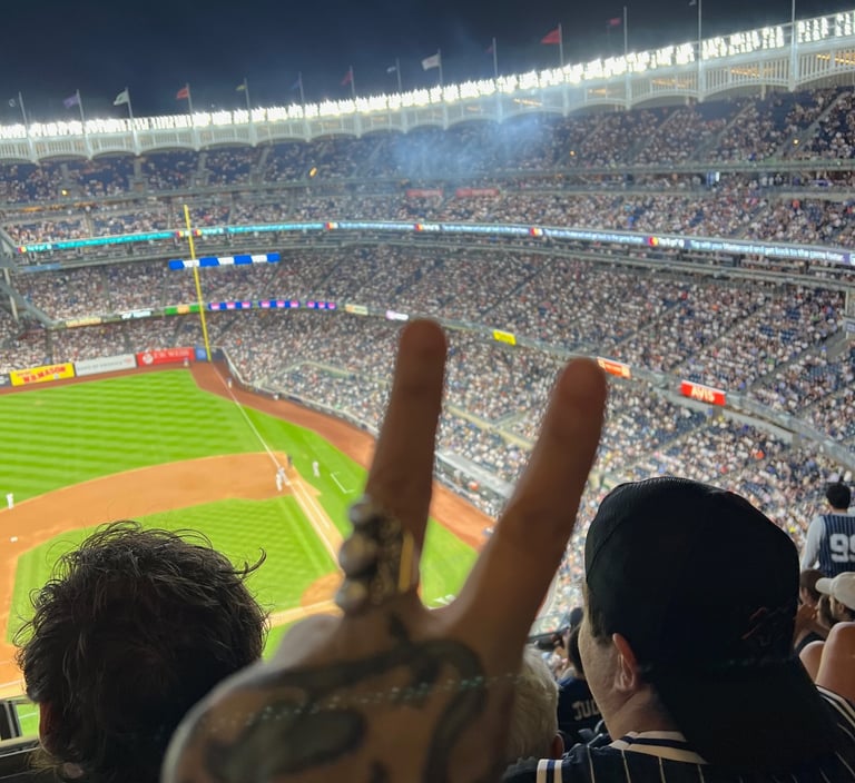 Peace Out Grandpa Jim O'Rourke at Yankee Stadium