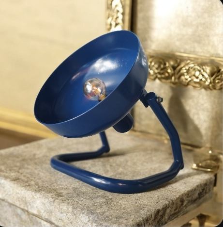 luminaire artisanal en acier upcyclé collection Micö bleu cobalt