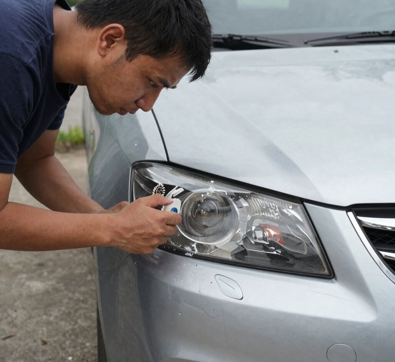 white vehicle with blue neon headlight bulb