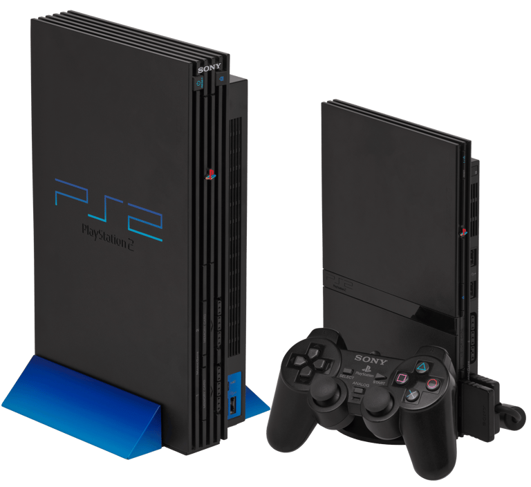Primeiro PlayStation 2 e PS2 slim com controle 