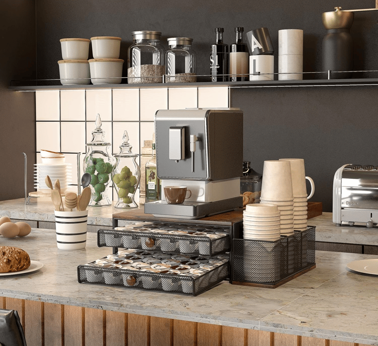 Coffee bar countertop organizer