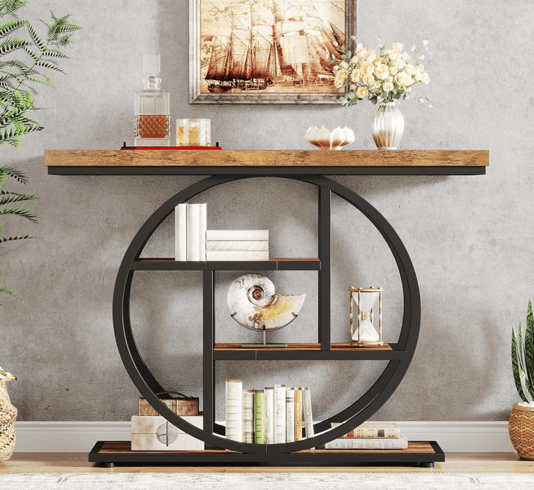 Tribesigns Industrial Sofa Table with Circle Base – Stylish & Functional Home Accent
