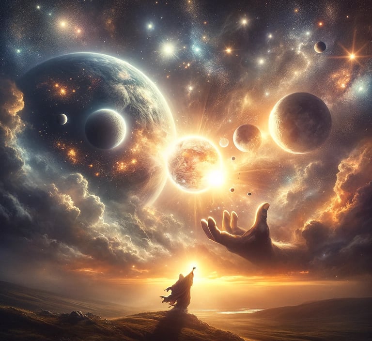a person holding a hand with a hand reaching out of the sky