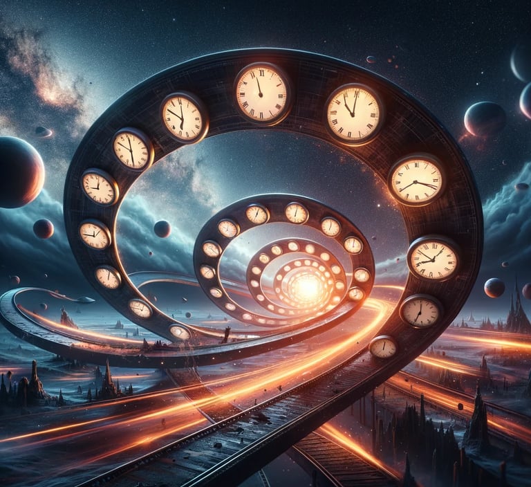 a spiralle with clocks and clocks on it
