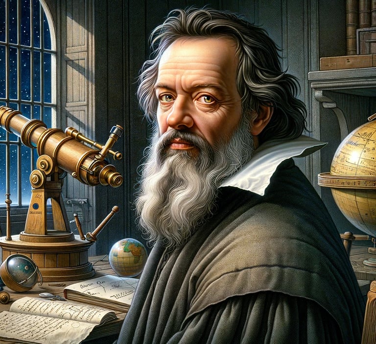 a man with a long beard and a telescope