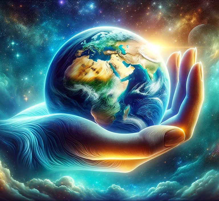 a person holding a globe in their hands