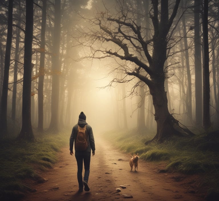 A serene setting with a person sitting peacefully in a cozy room.