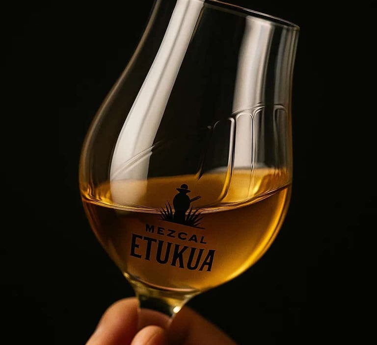 Collage de elementos naturales que representan los aromas del mezcal: penca de maguey, frutos cítric