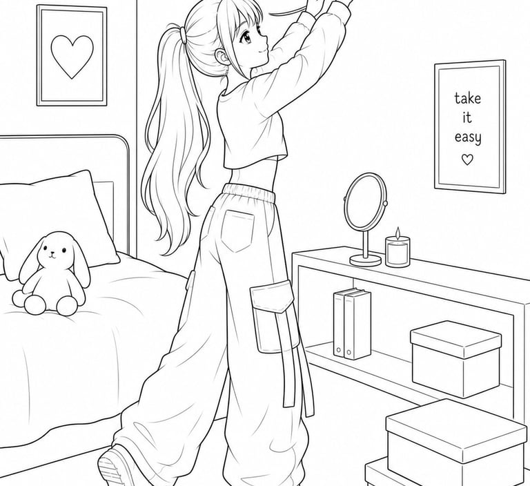 Cute fantasy girls coloring page for kids