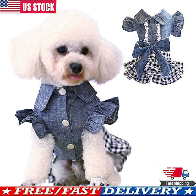 Pet Puppy Dog Cute Denim Skirt Cat Kitten Princess Dress Fashions