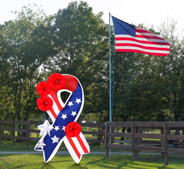 inflatable patriotic decoration with flag in background