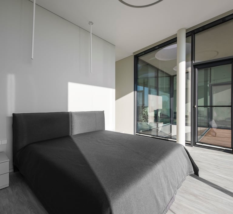 vinilinė grindų danga miegamąjame