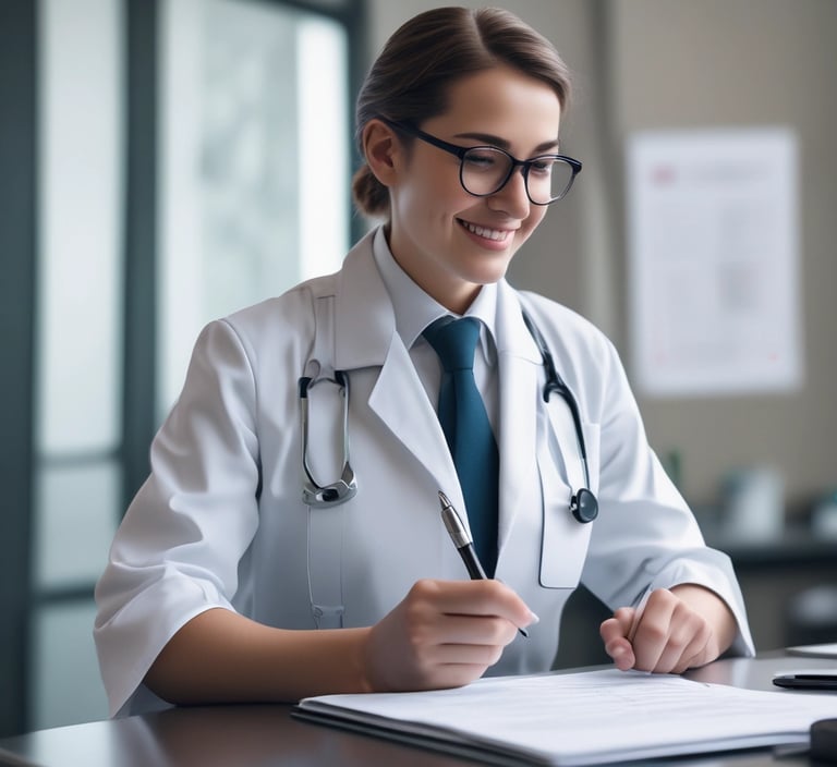 Representación de una mujer médico con AI