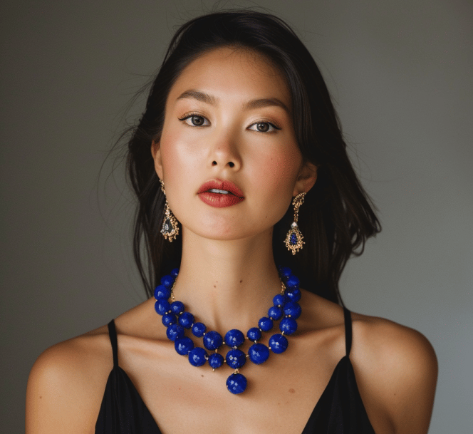 Jewelry for Black Dress Lapis Lazuli Beaded Necklaces 