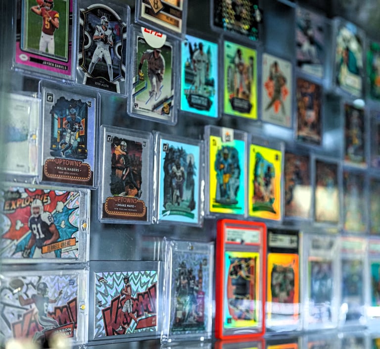 Football Trading cards at the Four States Card Show in Joplin Missouri at the Joplin Expo