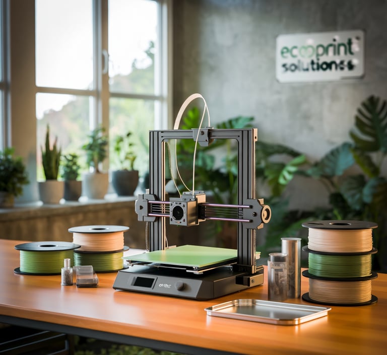 a desk with a printer and a printer machine