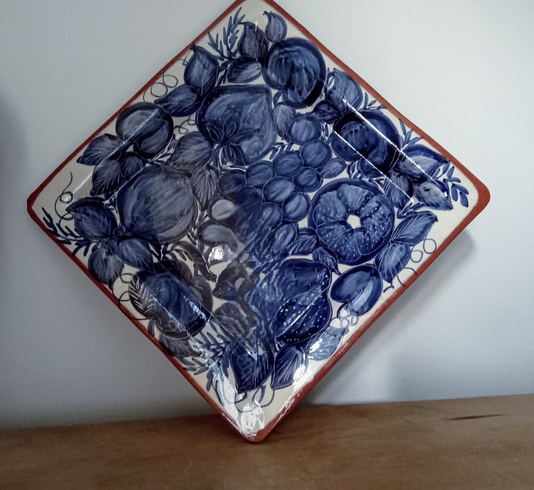 Square Portuguese ceramic centre table charger