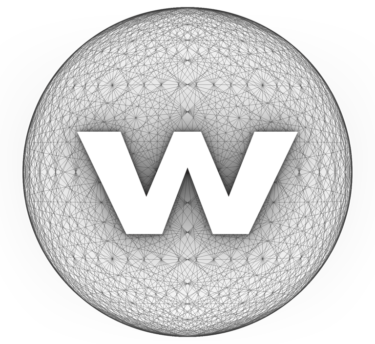 a white and black logo with the letter w in the middle of the image
