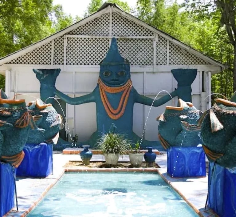 Hand sculpted Olokun Temple at Oyotunji African kingdom