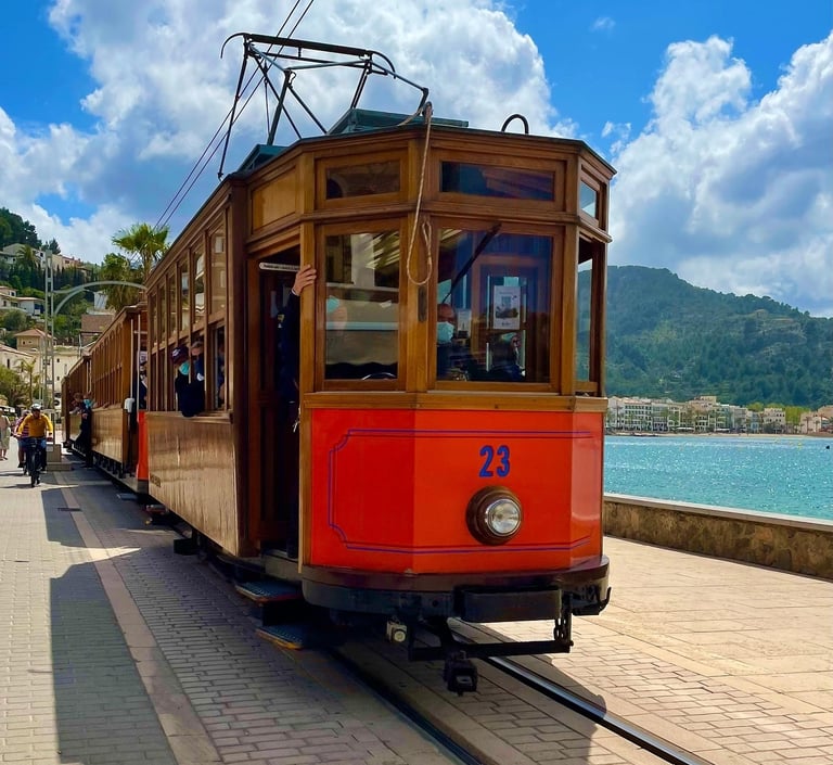 Wooden tram in Port de Sóller, Mallorca