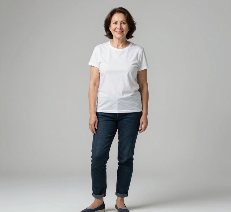 A caring doctor consulting a middle-aged woman about menopause hormone therapy in a bright, welcoming clinic.