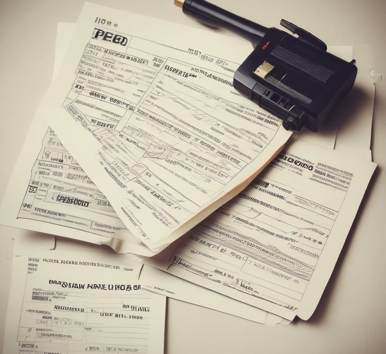 A friendly attorney consulting with a driver over traffic violation paperwork in a bright office.