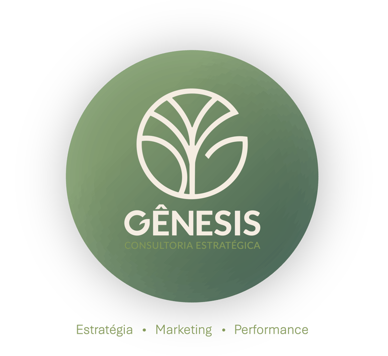 GÊNESIS CONSULTORIA ESTRATÉGICA - LOGO COM 3 PILARES (ESTRATÉGIA, MARKETING E PERFORMANCE)