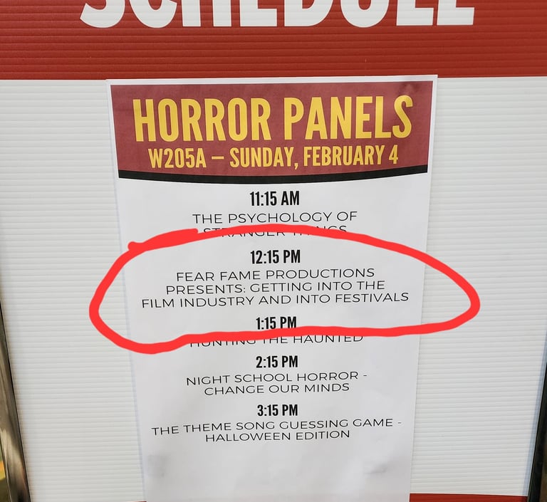 Fear Fame Arts Foundation educational panel on film industry access presented at MegaCon Orlando.