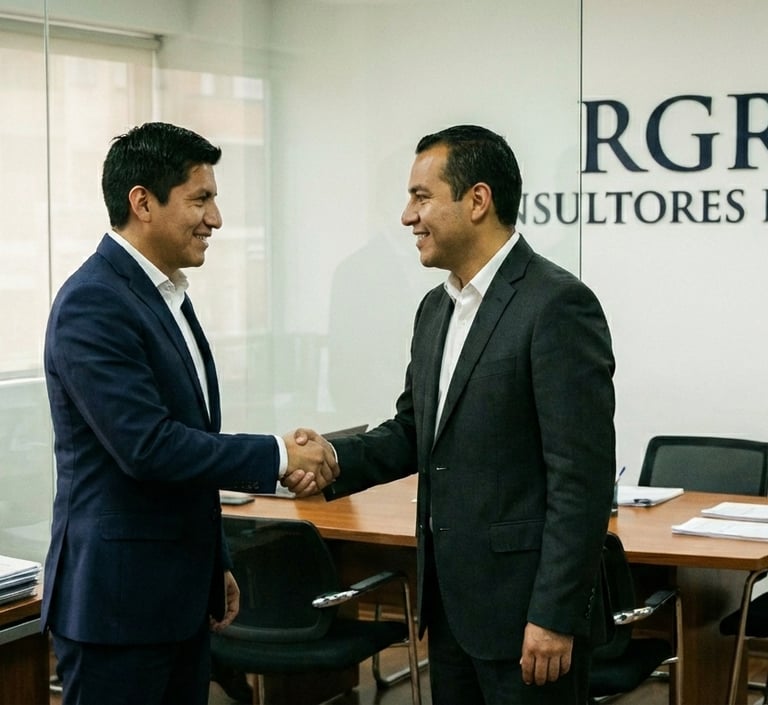 contador de rgr consultores haciendo un acuerdo con un cliente