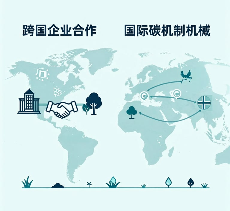 A collaborative meeting between international partners discussing carbon reduction strategies.