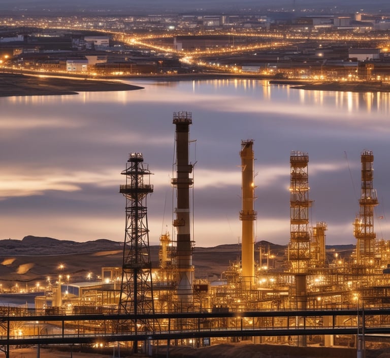 Engineers collaborating over technical blueprints in a modern office setting.