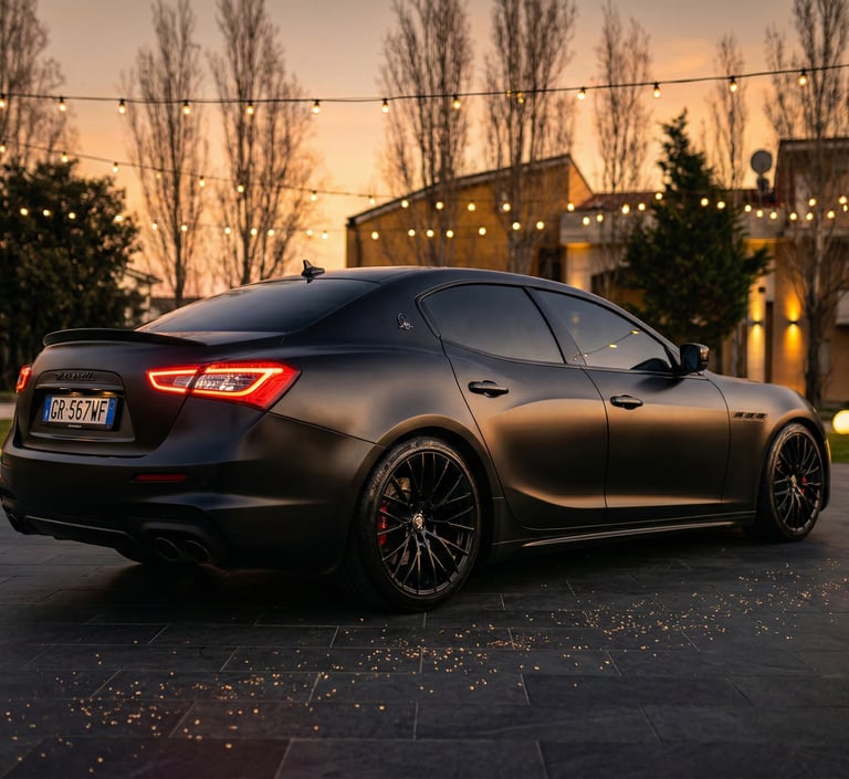 Noleggio Maserati Ghibli nera opaca con conducente Luxury Events Cars