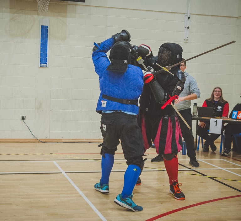 Photo by Andy McCormack/@the.hematog. Winston Lewis VS Mark Wilke in Longsword, Wessex League 2024.