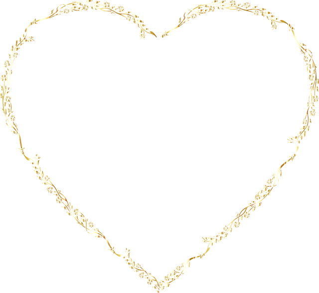 a heart shaped gold border