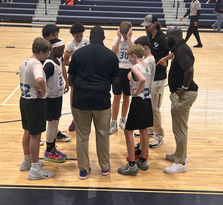 Wildcats Huddling during a game