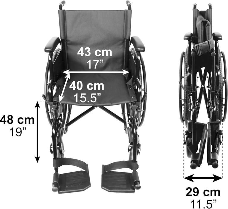 Medidas silla de ruedas plegable.