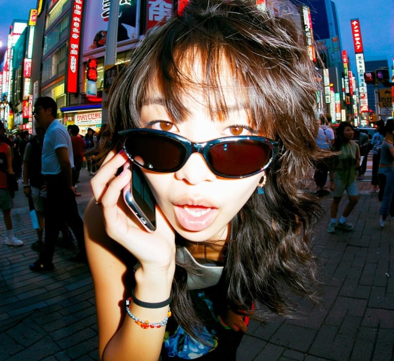 a woman in sunglasses and sunglasses talking on a cell phone