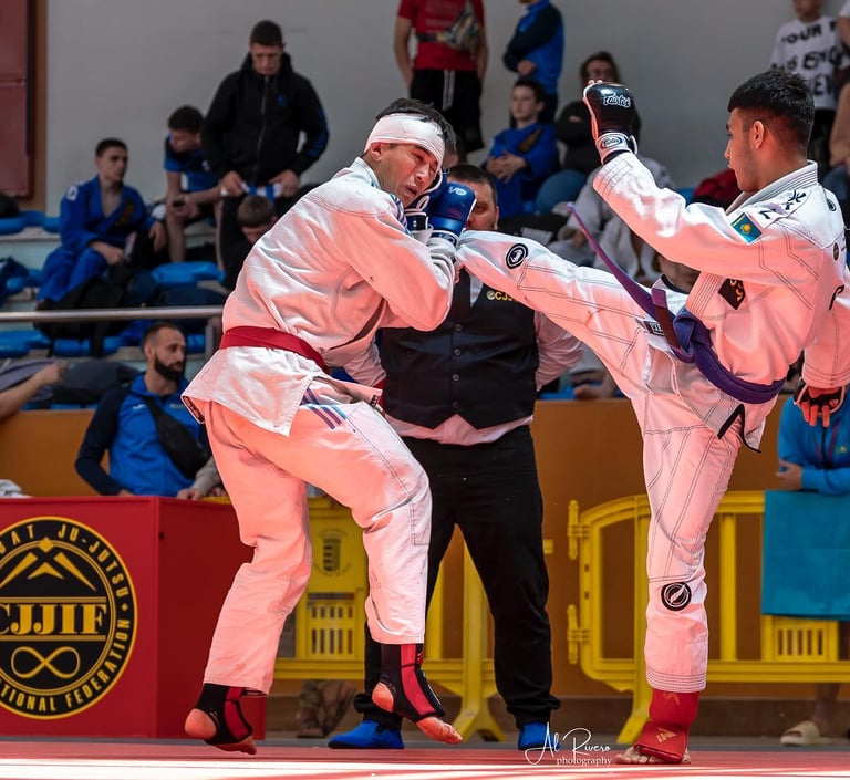 Dos luchadores de Combat Ju jutsu de la Federación Española de Combat Ju Jutsu.