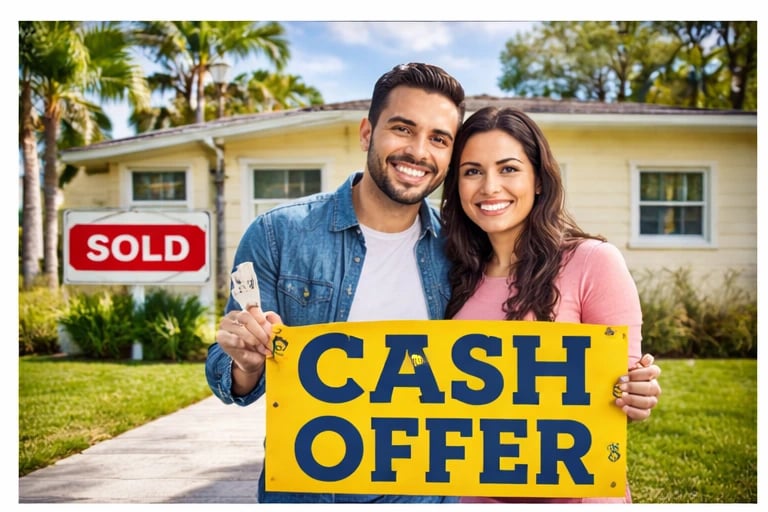 Hialeah couple picture after selling home to cashformyhomes.com