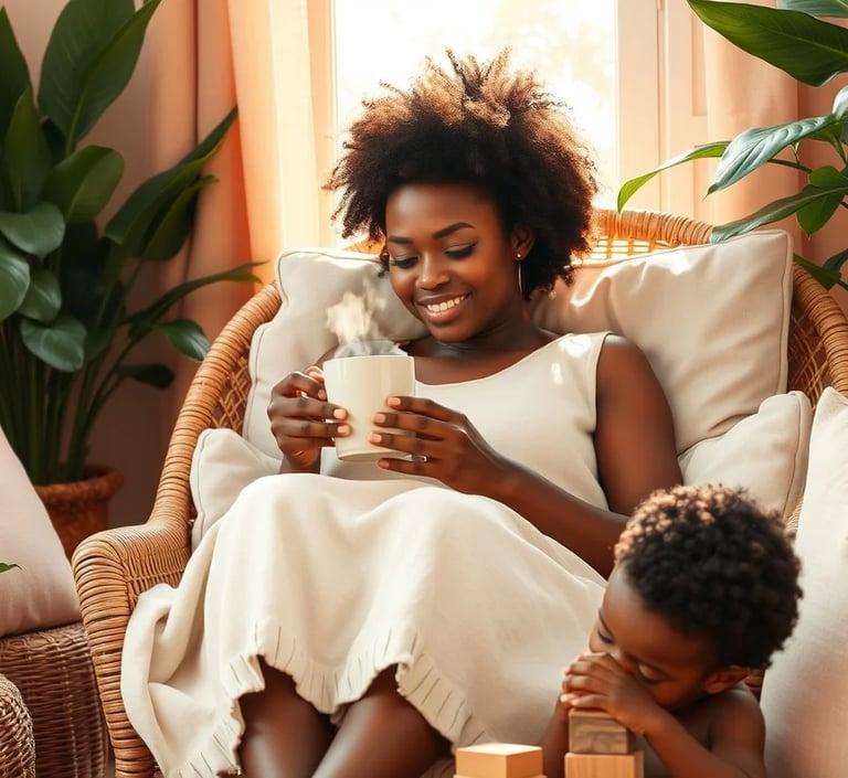 Maman sereine prenant 10 minutes pour respirer et méditer au réveil