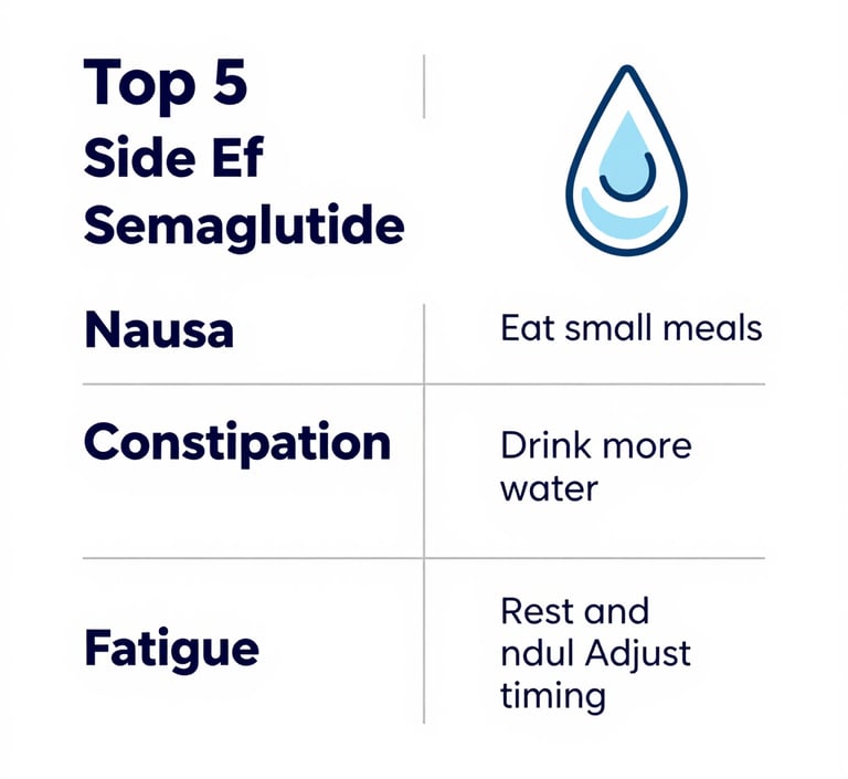 Semaglutide side effects management guide showing how to manage each with Yucca Health support