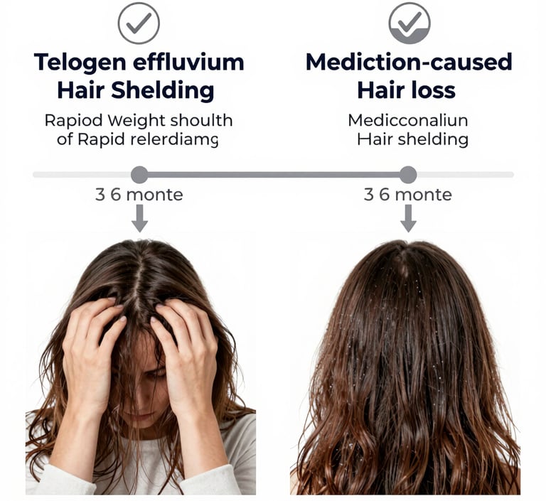 Tirzepatide hair loss truth infographic showing temporary versus permanent with Yucca Health guidanc