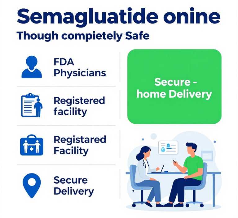 Safe legal way to get semaglutide online showing TMates licensed physician home delivery process