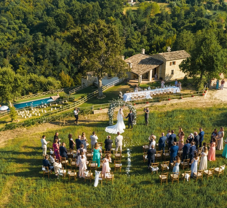 matrimonio romantico in giardino villa Marche