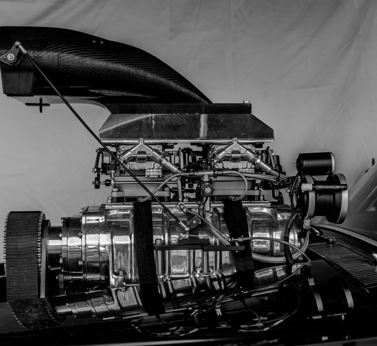 supercharged racing engine with a wide timing belt